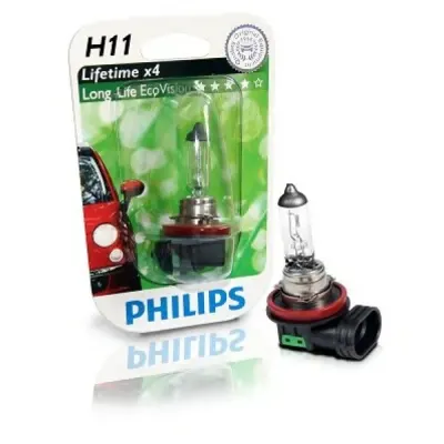 Bec auto halogen pentru far Philips Longlife EcoVision H11 55W 12V 12362LLECOB1