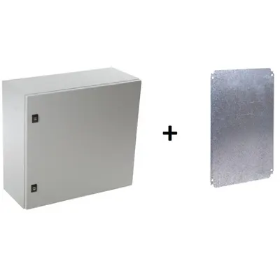 Tablou metalic 600x600x250 cu contrapanou IP66 IK10 RAL 7035 Schneider NSYCRN66250+NSYMM66