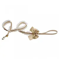 Lesa decorata, crem, cu dantela si lantisor din cristale Swarovski, lungime 1.2 m, latime 1.2 cm