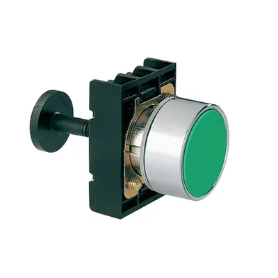 Mechanical Reset Button, Complete Unit, Diametru, Ø22mm 8lm Metal Series, Flush. Adjustable Length 0…140mm/5.5in, Green