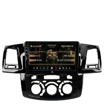 Navigatie Toyota Hilux (2008-2014) Clima Manuala, Android, A-Octacore 4GB RAM + 64GB ROM, 9 Inch - AD-BGA9004+AD-BGRKIT082