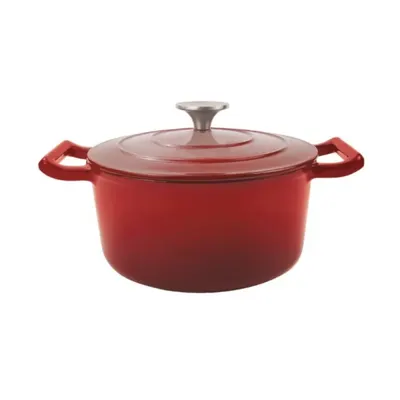 Cratita cu Capac, Rosie, din Fonta Emailata, 26 cm, 4.8 l, Grunberg