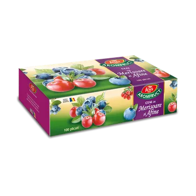 Ceai cu merisoare si afine Aromafruct, 100 plicuri, Fares