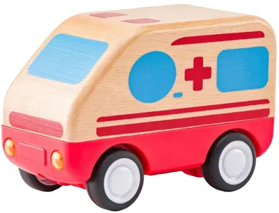 Jucărie din lemn Woodyland - Ambulanță cu sunet și lumină