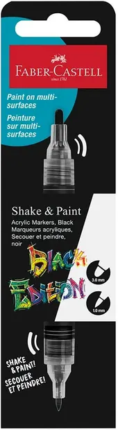 Marker acrilic cu două capete Faber-Castell Black Edition - negru