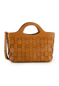 Geanta crossbody pentru femei - piele naturala - maro - 25x40x12cm - 4 compartimente interioare - curea detasabila 122cm