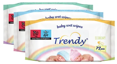 Șervețele umede pentru bebeluși Trendy - 72 buc, sortiment
