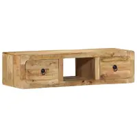 Gossi dulap tv montat pe perete 100x32x25 cm lemn masiv mango brut