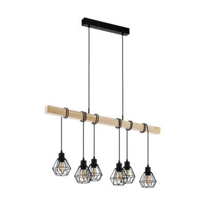 Lampa suspendata TOWNSHEND 5 negru, brown 220-240V,50/60Hz