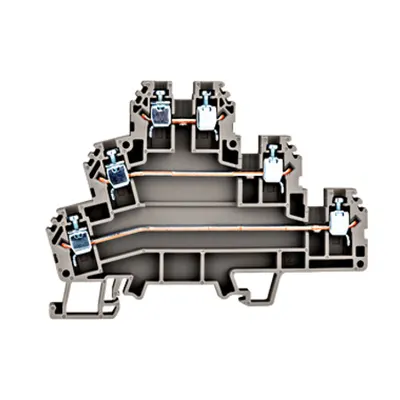 Clemă triplu etajată, gri, tip PUK 3, 2,5mm²