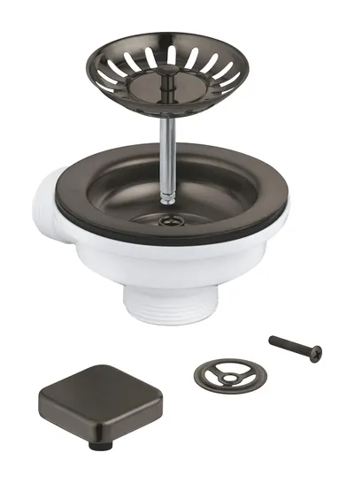 Sifon chiuveta bucatarie Grohe, universal, preplin, ornament buton, mat, grafit, 40400AL0