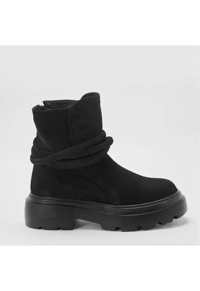 Ghete din piele intoarsa Twist - Negru - Negru stins