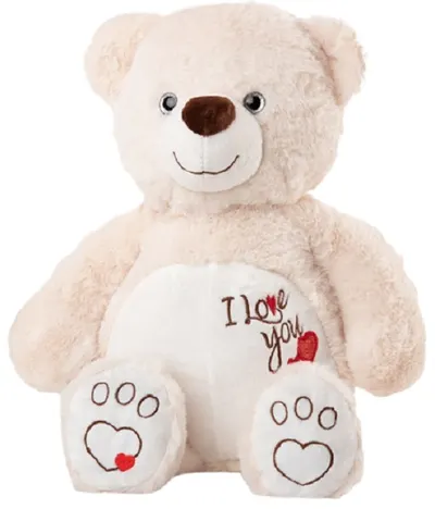 Jucărie de pluș Amek Toys - Ursuleț de pluș cu inimioare brodate, alb, 33 cm
