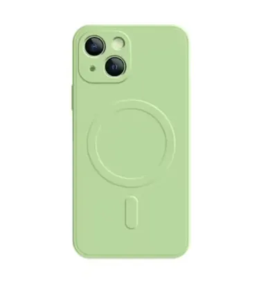 Husa MagSafe Compatibila cu iPhone 15, Incarcare Wireless, Silicon, Verde Menta Engros