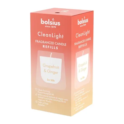 Lumanare Rezerva, CleanLight Bolsius, Gref si Ghimbir, 2 Bucati