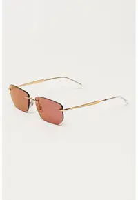 Ochelari de soare dreptunghiulari unisex - Auriu/Transparent