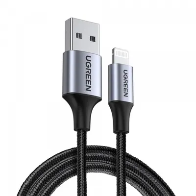 Cablu Date si Incarcare USB-A - Lightning UGREEN US199, 18W, 1m, Gri