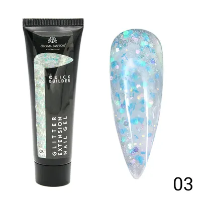 Polygel color pentru constructie unghii, Global Fashion, cu sclipici, 30 g, 03 Engros