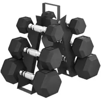 SPORTNOW Set de Gantere pentru Sală cu Suport, 2x2kg, 2x5kg, 2x8kg, Greutăți Hexagonale din Metal cu Mânere Antiderapante, Antrenament de Forță și Fitness Acasă, Negru | Aosom Romania