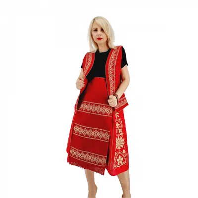 Costum Popular cu broderie traditionala Toni ( rosu )
