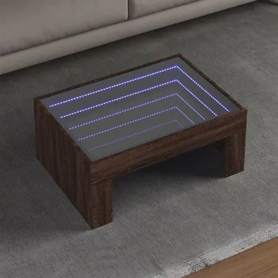 Gossi masuta de cafea cu led infinity, stejar maro, 70x50x30 cm