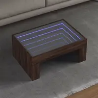 Gossi masuta de cafea cu led infinity, stejar maro, 70x50x30 cm