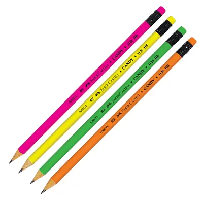 Creion Faber - Candy, cu radiera, fluorescent, HB, sortiment