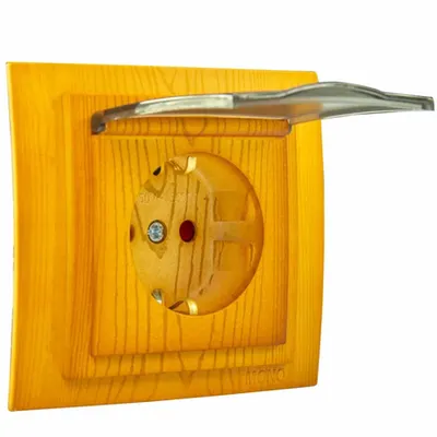 LARISSA Priza simpla protectie copii cu capac ST cu CP clips STEJAR