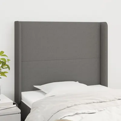 vidaXL Tăblie de pat cu aripioare gri închis 83x16x118/128 cm textil