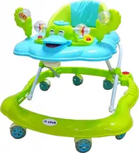 Premergator reglabil in 2 trepte Novokids Baby C Verde Turquoise Ratusca cu melodii, roti silentioase din silicon, pliabil