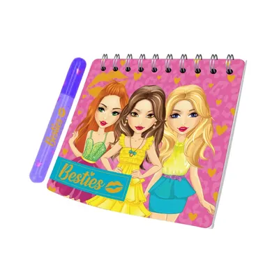 Mini set carnețel cu pix, Besties, 8 cm, culoarea roz