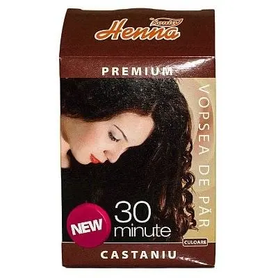 Vopsea de par cu henna, nuanta castaniu, 30 minute - 60g - Henna Sonia