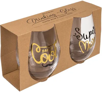 Set pahare Out of the Blue - Super Mom & Daddy Cool, 2 buc