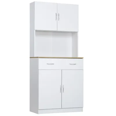 Bufet de bucatarie cu dulapuri HOMCOM, 80x40x180cm, alb | Aosom Romania