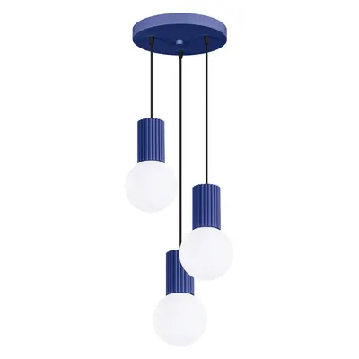Lustră albastru-închis cu abajur din sticlă ø 25 cm Orbital – Sollux