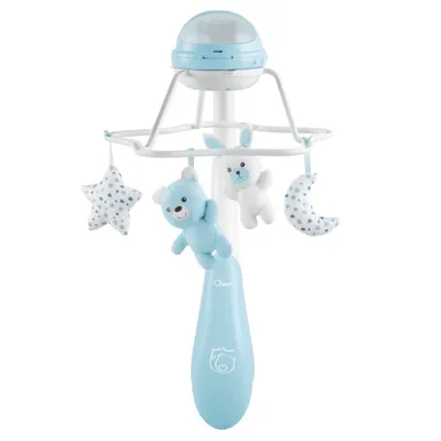 Carusel muzical 3 in 1 Chicco Rainbow cu proiectie, bleu, 0 luni+