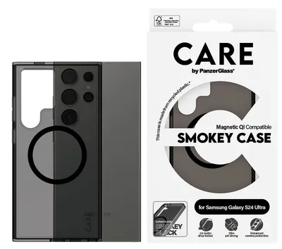 Husa CARE - Smokey, Galaxy S24 Ultra, Qi, negru
