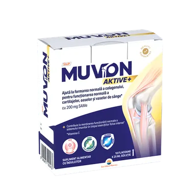Supliment alimentar pentru articulatii Muvon Aktive Plus, 10 fiole, Sun Wave Pharma