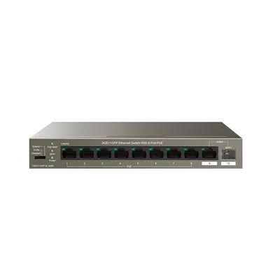 Switch PoE Gigabit cu 10 porturi Tenda TEG1110PF-8-102W, 8 porturi PoE, buget 92 W, 1x SFP, 20 Gbps, fara management