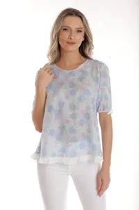 Bluza volanas CV25039 bleu floral, Cesy | marimea L