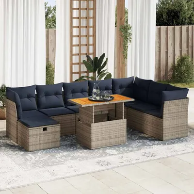 Gossi set canapele de gradina cu perne, 9 piese, maro, poliratan