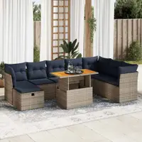 Gossi set canapele de gradina cu perne, 9 piese, maro, poliratan
