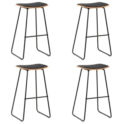 Gossi scaune de bar, 4 buc., negru, piele ecologica