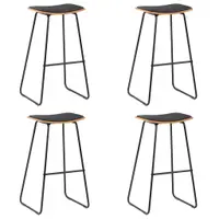 Gossi scaune de bar, 4 buc., negru, piele ecologica