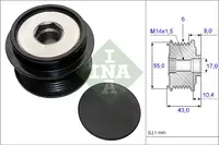 Fulie Alternator Chrysler Pacifica, Voyager Iv; Dodge Caravan; Toyota Auris, Avensis, Corolla, Matrix, Rav 4 Iii, Rav 4 Iv, Verso, Wish, Yaris 1.6-3.8 Dupa 2000