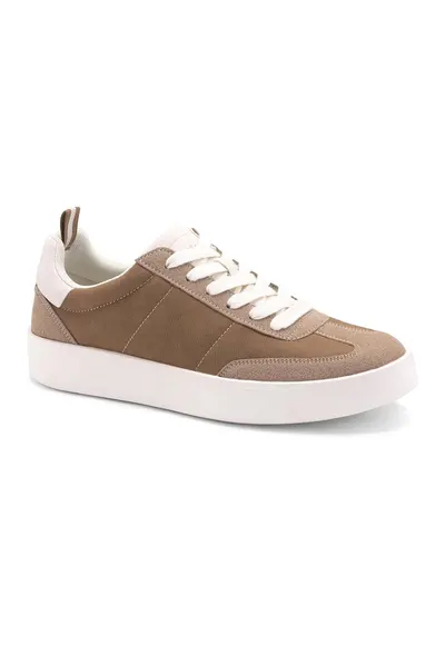 Pantofi sport din piele intoarsa sintetica cu varf rotund - Maro camel