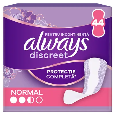 Absorbante pentru incontinenta urinara Discreet Normal, 44 bucati, Always