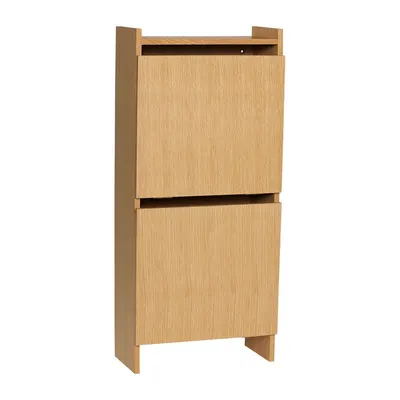Pantofar în culoare naturală cu deschidere înclinată cu aspect de lemn de stejar 50x110x24 cm Forma – Hübsch