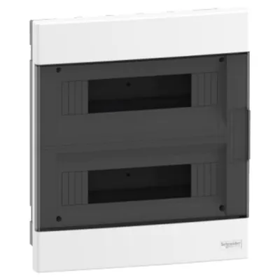 Easy9EU, Cofret cu montaj incastrat, 2x12 Module, usa fumurie, cu 2 blocuri terminale
