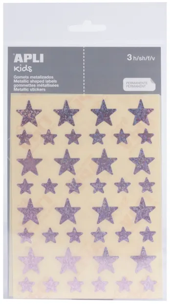 Set stickere APLI - Stelute, praf de stele roz, 3 foi